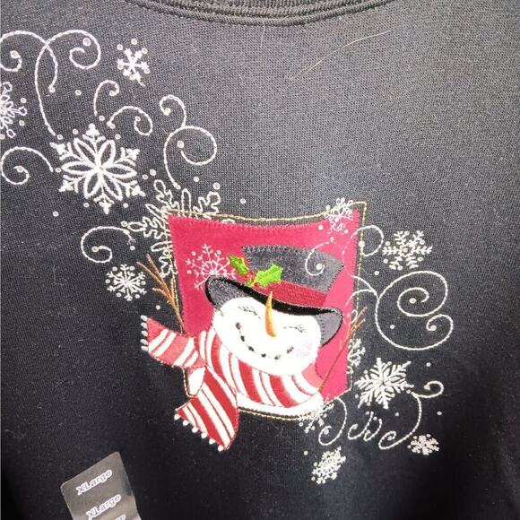 NWT Decorated Originals XL Snowman Applique Black Sweatshirt - Picture 2 of 4